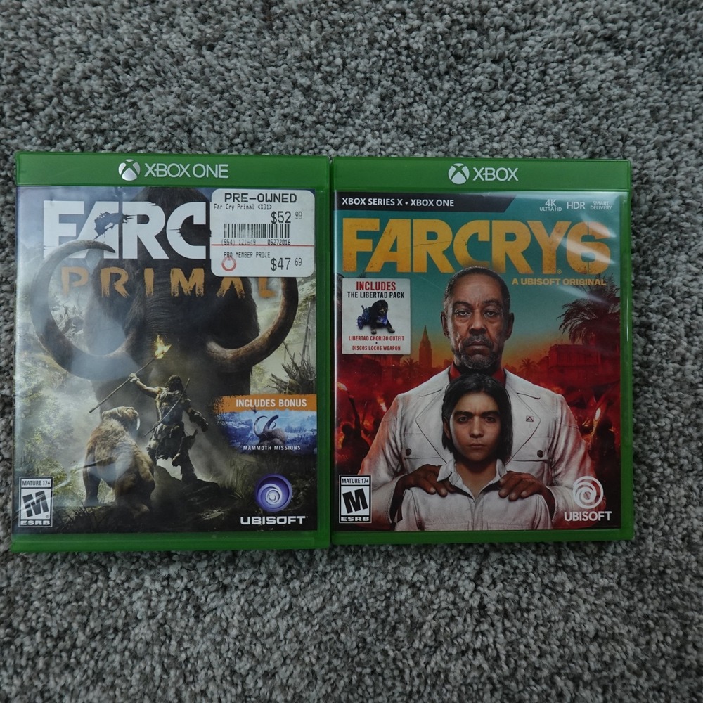 Far Cry 6 and Primal Xbox One Video Game Bundle Lot Set Ubisoft Action Adventure
